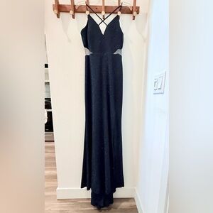 Navy Sparkly Dress with Side Cutouts Size 9